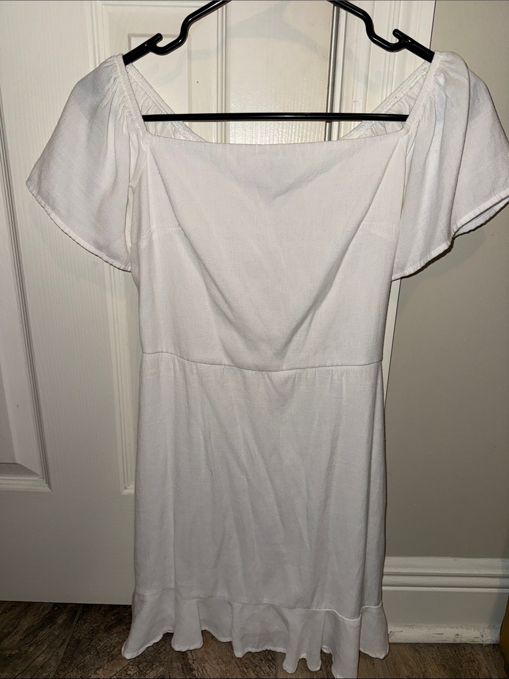 Matix Clothing Company White Off-Shoulder Ruffle Mini Dress